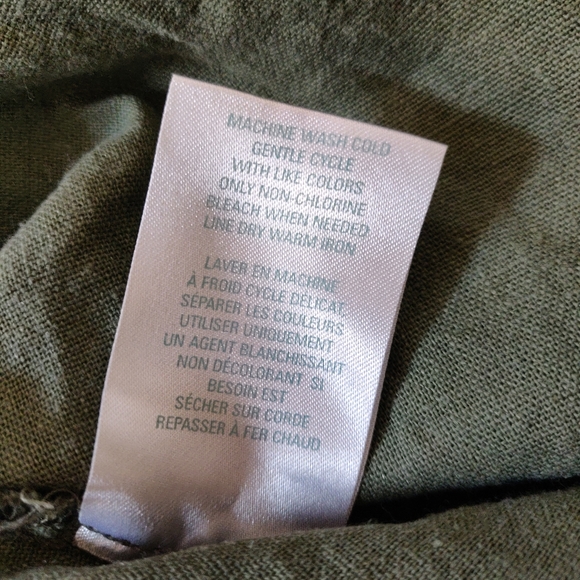 Tres You Green Linen Blend Button-Up Short Sleeve Size 12 - Picture 12 of 12